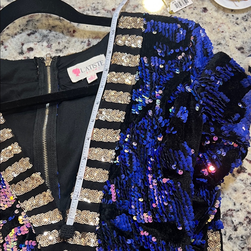 L'ATISTE Black and Blue Sequin Dress - Picture 5 of 10
